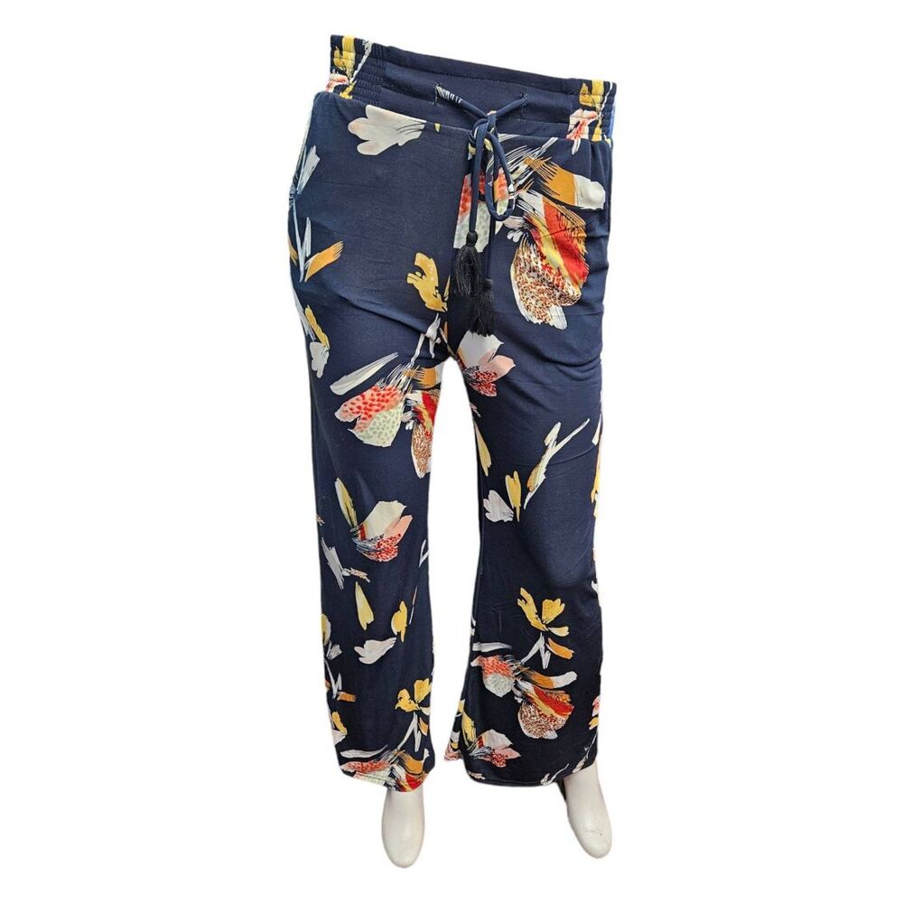Lildy Navy Floral Pants Straight Leg Womens SZ Small